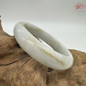 【肌容雪】緬甸天然A貨飄花翡翠平安鐲 編號50(鐲圍62.4mm#19.5號)