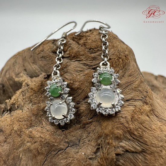 【肌容雪】天然緬甸A貨翡翠葫蘆造型鑲鑽耳針 編號56