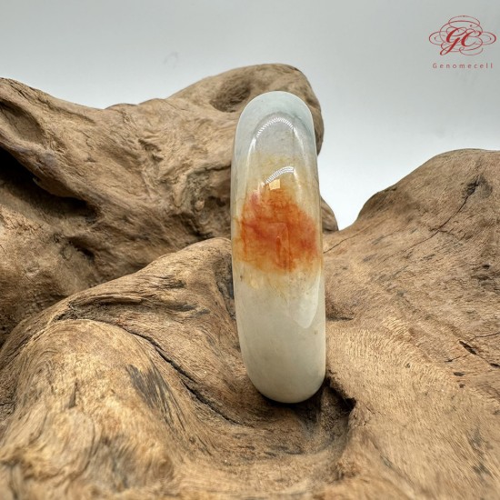 【肌容雪】天然緬甸A貨淺綠飄花帶紅翡翠平安鐲 編號57(鐲圍55.2mm#17.5號) 【肌容雪】天然緬甸A貨淺綠飄花帶紅翡翠平安鐲 編號57(鐲圍55.2mm#17.5號)
