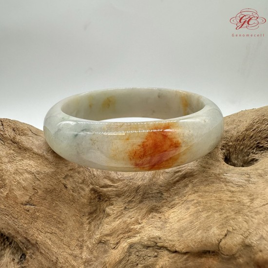 【肌容雪】天然緬甸A貨淺綠飄花帶紅翡翠平安鐲 編號57(鐲圍55.2mm#17.5號) 【肌容雪】天然緬甸A貨淺綠飄花帶紅翡翠平安鐲 編號57(鐲圍55.2mm#17.5號)