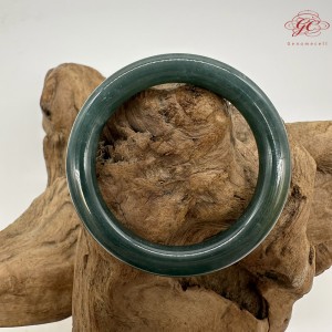 【肌容雪】天然緬甸A貨藍水翡翠圓條手鐲 編號62(鐲圍55.8mm#17.5號)