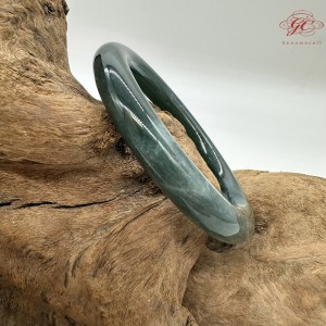 【肌容雪】天然緬甸A貨藍水翡翠圓條手鐲 編號62(鐲圍55.8mm#17.5號)