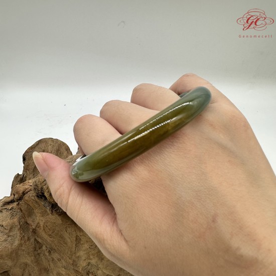【肌容雪】天然緬甸A貨綠水撒金翡翠圓條手鐲 編號64(鐲圍57.7mm#18號) 【肌容雪】天然緬甸A貨綠水撒金翡翠圓條手鐲 編號64(鐲圍57.7mm#18號)