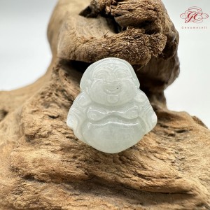 【肌容雪】天然緬甸A貨青白翡翠彌勒佛吊墜 編號68