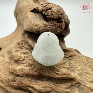 【肌容雪】天然緬甸A貨青白翡翠彌勒佛吊墜 編號68