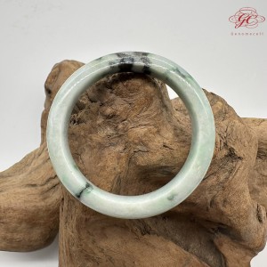 【肌容雪】天然緬甸A貨粉春飄花翡翠平安鐲 編號70(鐲圍56.3mm#17.5號)