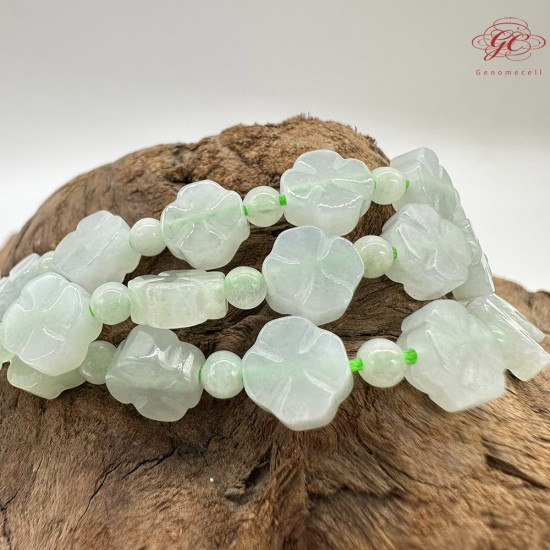 【肌容雪】天然緬甸A貨綠花翡翠四葉草造型珠串 編號92 【肌容雪】天然緬甸A貨綠花翡翠四葉草造型珠串 編號92