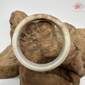 【肌容雪】天然緬甸A貨白底飄紅翡翠平安鐲 編號107(鐲圍57.2mm#18號)