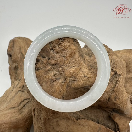 【肌容雪】天然緬甸A貨青白玉翡翠平安鐲 編號110(鐲圍56.0mm#17.5號)