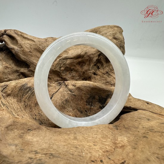 【肌容雪】天然緬甸A貨青白玉翡翠平安鐲 編號110(鐲圍56.0mm#17.5號)