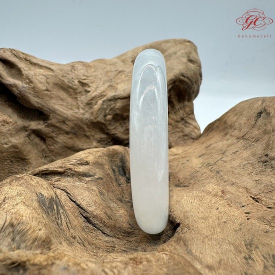 【肌容雪】天然緬甸A貨青白玉翡翠平安鐲 編號110(鐲圍56.0mm#17.5號)