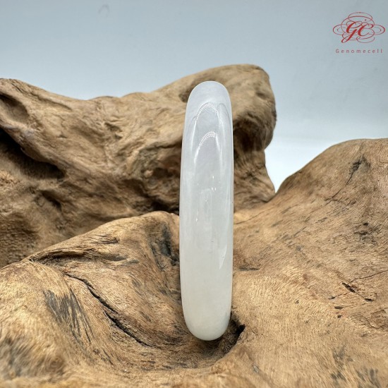 【肌容雪】天然緬甸A貨青白玉翡翠平安鐲 編號110(鐲圍56.0mm#17.5號)