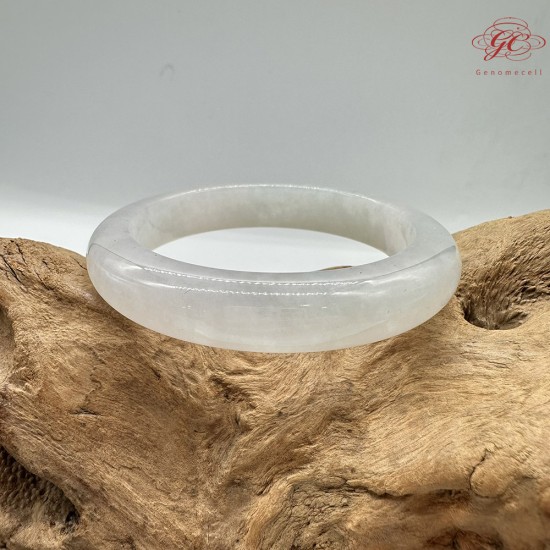 【肌容雪】天然緬甸A貨青白玉翡翠平安鐲 編號110(鐲圍56.0mm#17.5號)