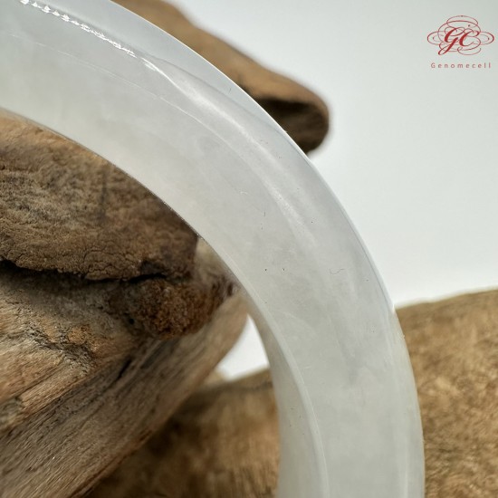 【肌容雪】天然緬甸A貨青白玉翡翠平安鐲 編號110(鐲圍56.0mm#17.5號)