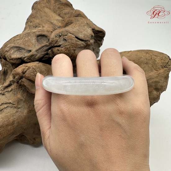 【肌容雪】天然緬甸A貨青白玉翡翠平安鐲 編號110(鐲圍56.0mm#17.5號)