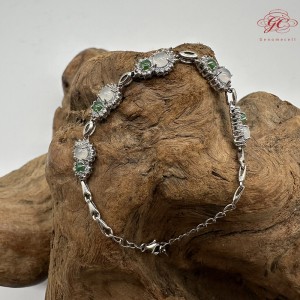 【肌容雪】天然緬甸A貨翡翠葫蘆鑲鑽手鍊 編號111