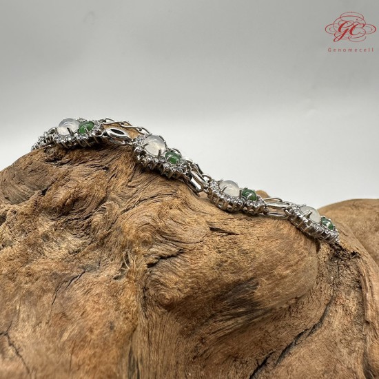 【肌容雪】天然緬甸A貨翡翠葫蘆鑲鑽手鍊 編號111