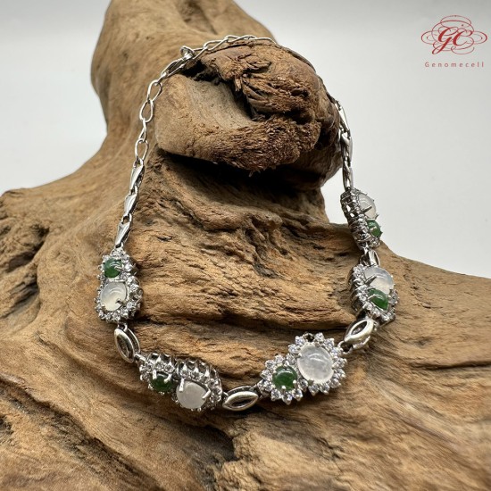 【肌容雪】天然緬甸A貨翡翠葫蘆鑲鑽手鍊 編號111