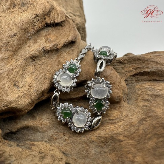 【肌容雪】天然緬甸A貨翡翠葫蘆鑲鑽手鍊 編號111