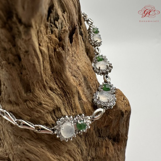 【肌容雪】天然緬甸A貨翡翠葫蘆鑲鑽手鍊 編號111