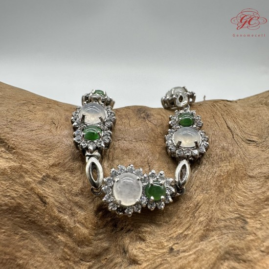 【肌容雪】天然緬甸A貨翡翠葫蘆鑲鑽手鍊 編號111