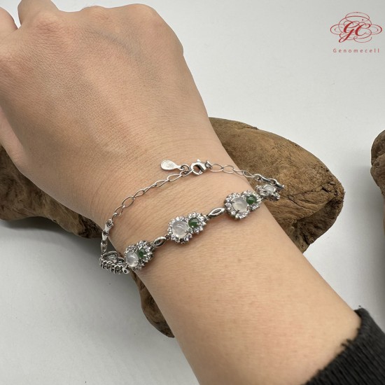 【肌容雪】天然緬甸A貨翡翠葫蘆鑲鑽手鍊 編號111