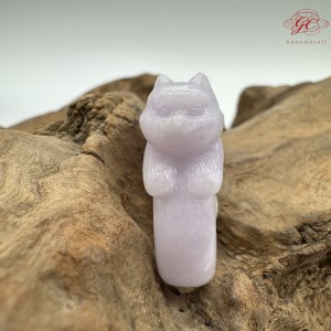 【肌容雪】天然緬甸A貨紫色翡翠貓咪造型戒圈 編號112(戒圍17.3mm#12號)