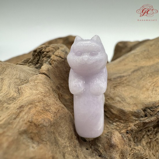 【肌容雪】天然緬甸A貨紫色翡翠貓咪造型戒圈 編號112(戒圍17.3mm#12號) 【肌容雪】天然緬甸A貨紫色翡翠貓咪造型戒圈 編號112(戒圍17.3mm#12號)