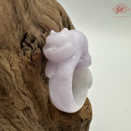 【肌容雪】天然緬甸A貨紫色翡翠貓咪造型戒圈 編號112(戒圍17.3mm#12號) 【肌容雪】天然緬甸A貨紫色翡翠貓咪造型戒圈 編號112(戒圍17.3mm#12號)