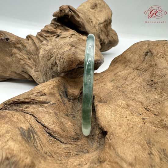 【肌容雪】天然緬甸A貨冰綠飄花翡翠叮噹鐲 編號116(鐲圍55.4mm#17號)