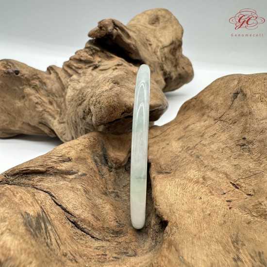 【肌容雪】天然緬甸A貨冰綠飄花翡翠叮噹鐲 編號116(鐲圍55.4mm#17號)