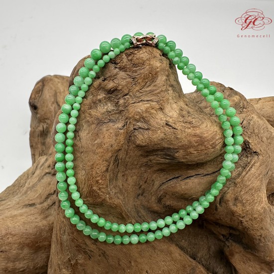 【肌容雪】天然緬甸A貨冰滿綠小米珠翡翠珠鍊 編號117