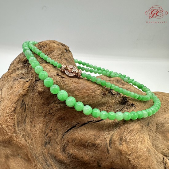 【肌容雪】天然緬甸A貨冰滿綠小米珠翡翠珠鍊 編號117