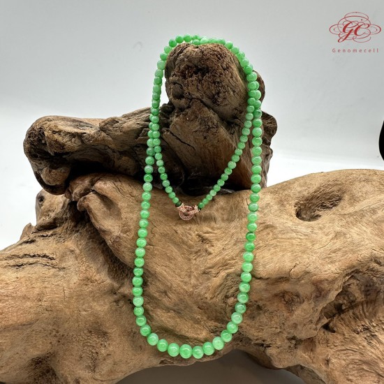 【肌容雪】天然緬甸A貨冰滿綠小米珠翡翠珠鍊 編號117