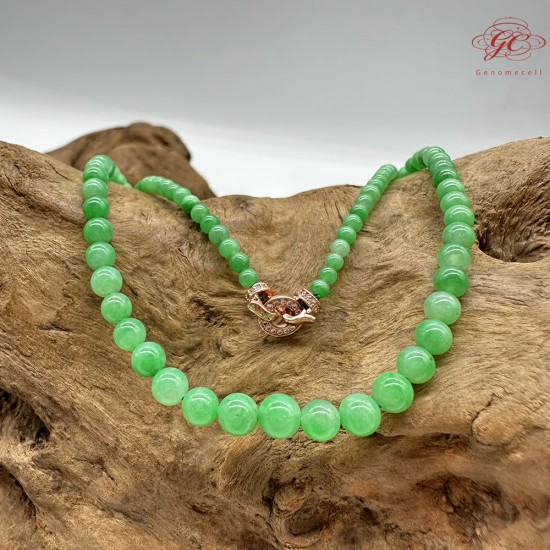 【肌容雪】天然緬甸A貨冰滿綠小米珠翡翠珠鍊 編號117