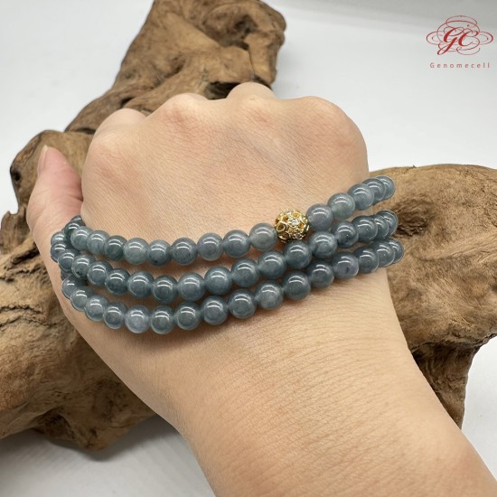 【肌容雪】天然緬甸A貨水墨色翡翠珠鍊 編號119