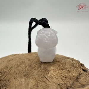 【肌容雪】天然緬甸A貨翡翠淡紫小福萌犬造型吊墜繩 編號123