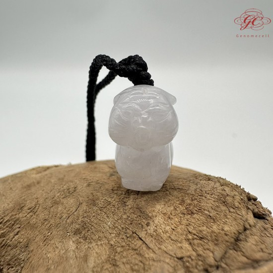 【肌容雪】天然緬甸A貨翡翠淡紫小福萌犬造型吊墜繩 編號123