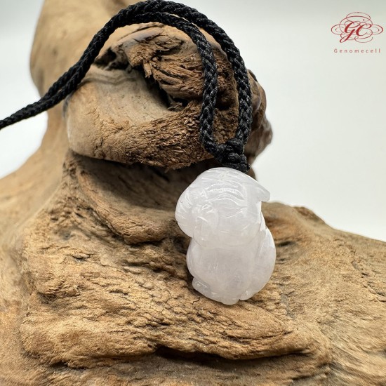 【肌容雪】天然緬甸A貨翡翠淡紫小福萌犬造型吊墜繩 編號123