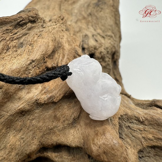 【肌容雪】天然緬甸A貨翡翠淡紫小福萌犬造型吊墜繩 編號123