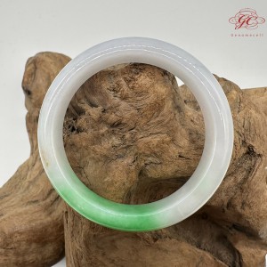 【肌容雪】天然緬甸A貨翡翠收藏級白底青撒金平安鐲 編號127(鐲圍58.0mm#18.5號)