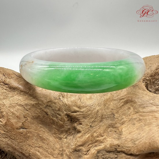 【肌容雪】天然緬甸A貨翡翠收藏級白底青撒金平安鐲 編號127(鐲圍58.0mm#18.5號)