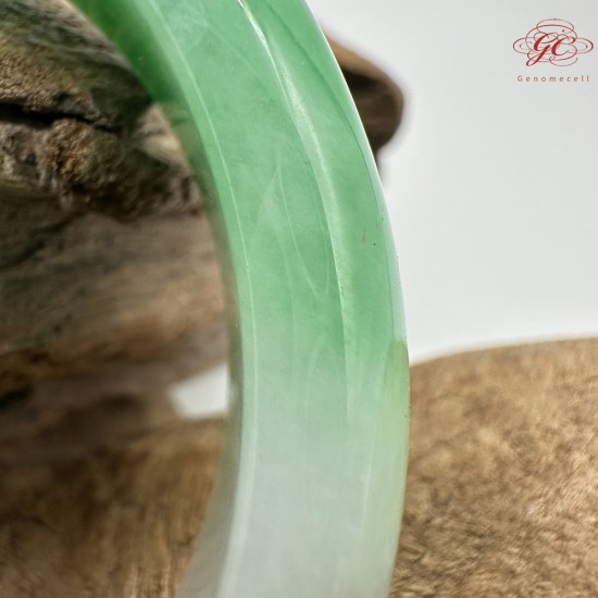 【肌容雪】天然緬甸A貨翡翠收藏級白底青撒金平安鐲 編號127(鐲圍58.0mm#18.5號)