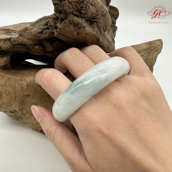 【肌容雪】天然緬甸A貨冰白底青翡翠正圈手鐲 編號130(鐲圍54.8mm#17號) 【肌容雪】天然緬甸A貨冰白底青翡翠正圈手鐲 編號130(鐲圍54.8mm#17號)