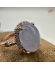 【肌容雪】天然緬甸A貨翡翠淡紫蛋面鑲鑽可調節戒指 編號142(戒圍17.7mm#12號)
