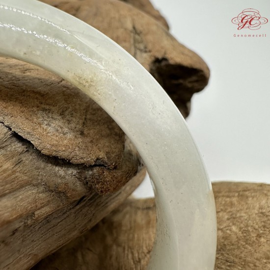 【肌容雪】天然緬甸A貨白底飄花翡翠平安鐲 編號146(鐲圍58.4mm#18.5號)