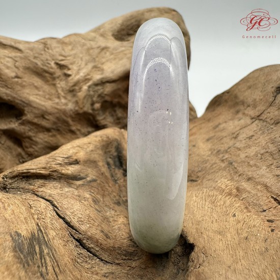 【肌容雪】天然緬甸A貨紫底飄綠花翡翠平安鐲 編號150(鐲圍57.6mm#18號)