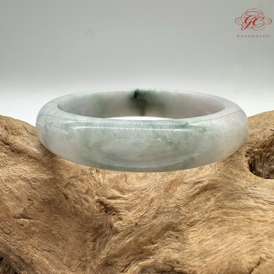 【肌容雪】天然緬甸A貨紫底飄綠花翡翠平安鐲 編號150(鐲圍57.6mm#18號)