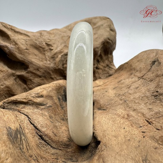 【肌容雪】天然緬甸A貨白底飄綠花翡翠平安鐲 編號151(鐲圍58.3mm#18.5號) 【肌容雪】天然緬甸A貨白底飄綠花翡翠平安鐲 編號151(鐲圍58.3mm#18.5號)
