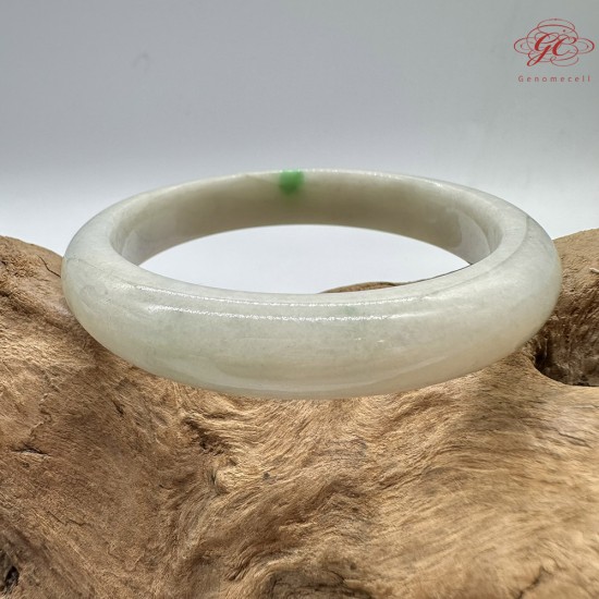 【肌容雪】天然緬甸A貨白底飄綠花翡翠平安鐲 編號151(鐲圍58.3mm#18.5號) 【肌容雪】天然緬甸A貨白底飄綠花翡翠平安鐲 編號151(鐲圍58.3mm#18.5號)